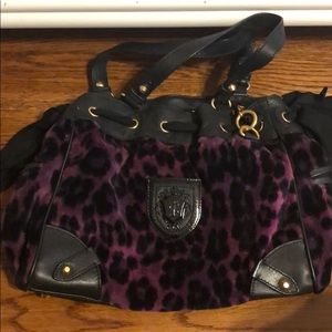 Juicy couture black and purple cheetah purse